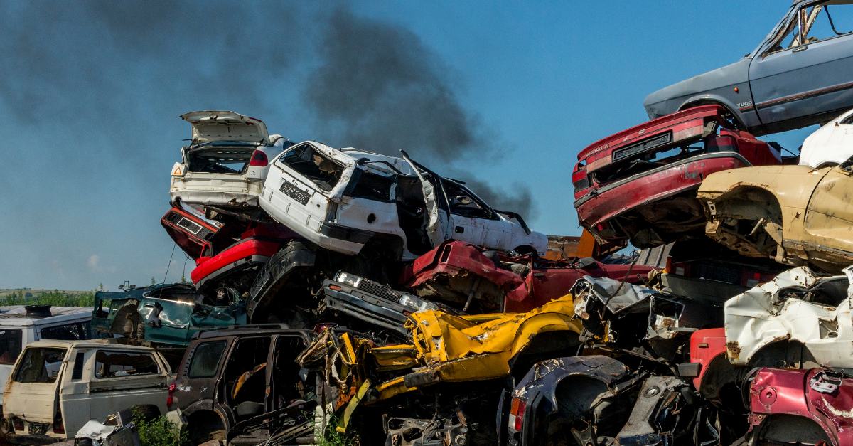 Cars being recycled
