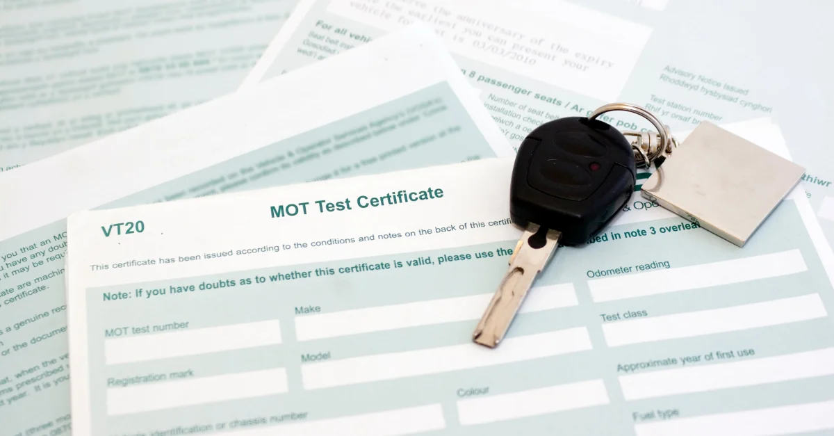 MOT certificate and car keys
