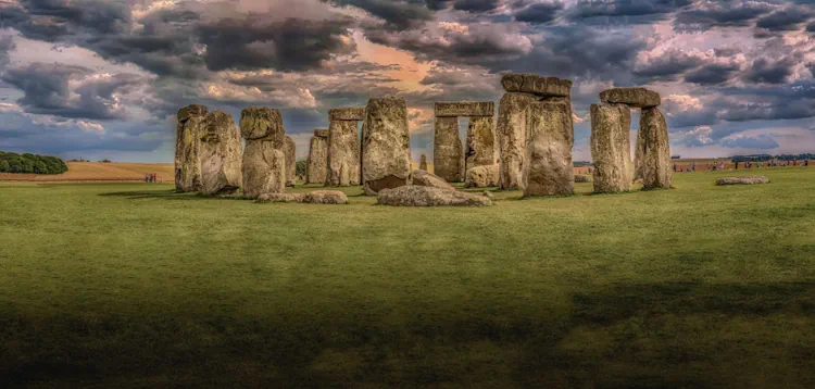 Stonehenge in Wiltshire under a cloudy sky